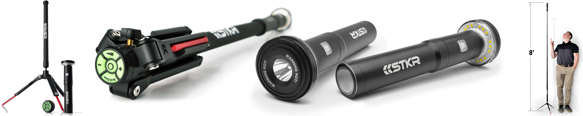 STKR Concepts - FLi-PRO Telescoping Light with Removeable Flashlight - extend light up to 8 feet