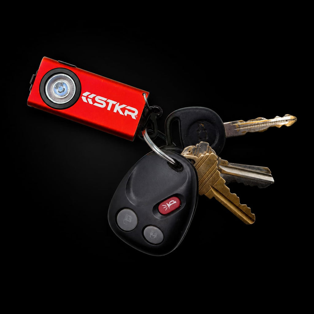 SlimJimmy Ultra-Bright Keychain Light - Red - with keys