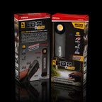 two LP-EDC+ 8.0 Flashlights posing in their original packaging. One front and one rear facing.