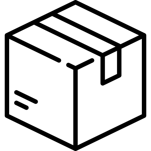 Black outline of a cube on a white background