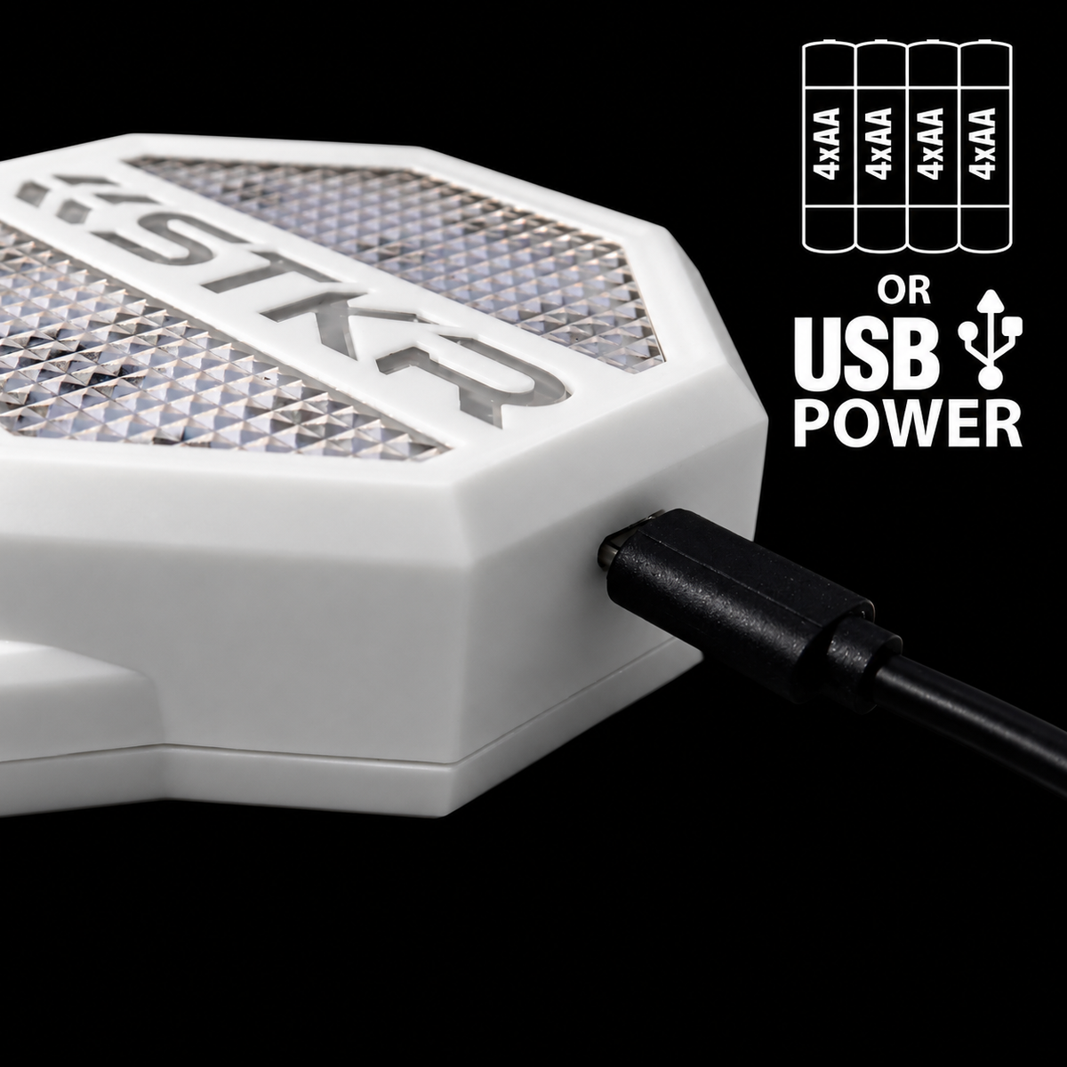 white Garage Parking Sensor LT: USB or AA power on black