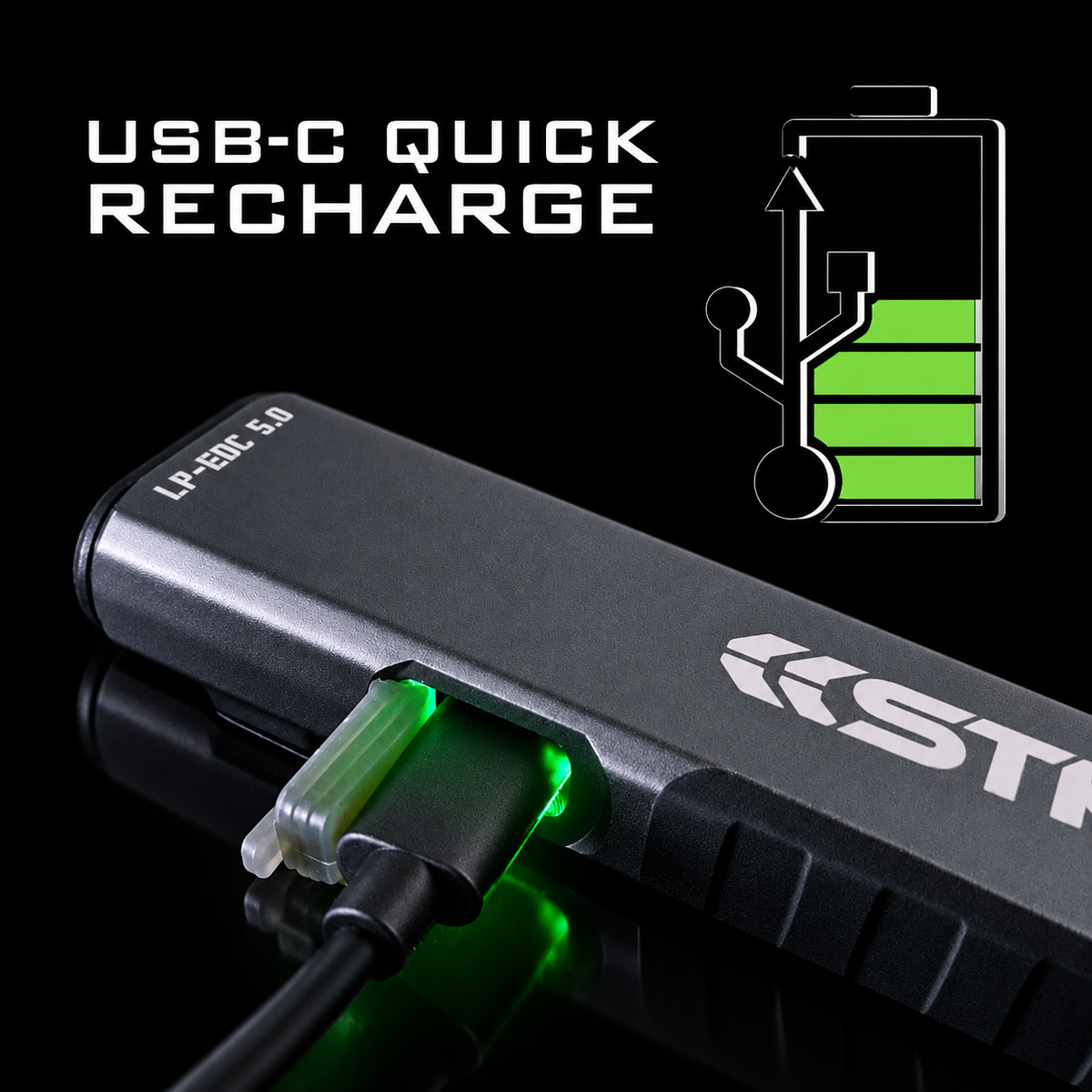 LP-EDC 5.0 USB-C quick recharge on black