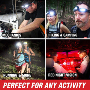 FLEXIT Headlamp Pro perfect for mechanics, hiking, running and red night vision by STKR Concepts
